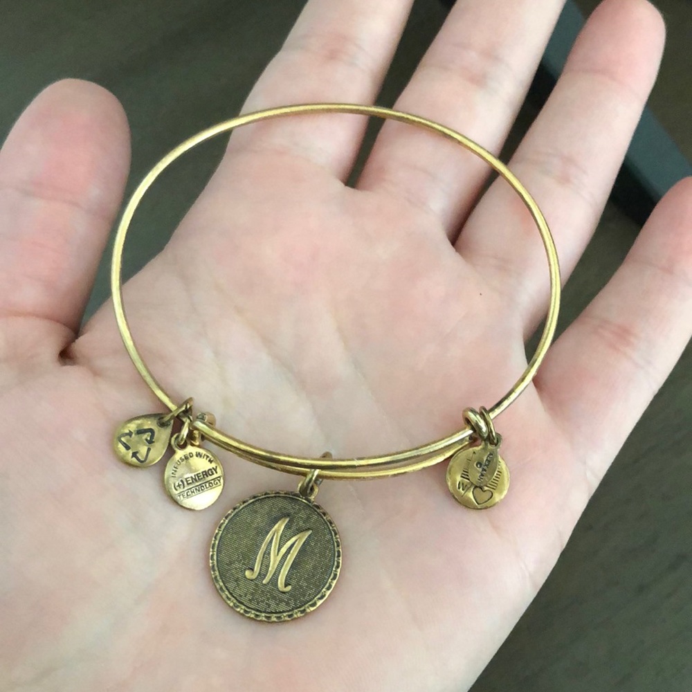 Alex and Ani gold bangle with charm